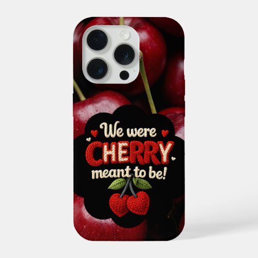 かわいいニット風のタイポグラフィと愛らしいチェリー iPhoneケース (裏面)