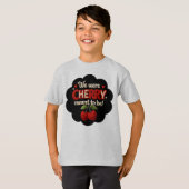 かわいいニット風のタイポグラフィと愛らしいチェリー Tシャツ (正面フル)