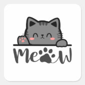 かわいいニャン 子猫 ステッカー スクエアデザイン 猫好きデザイン (正面)
