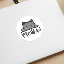 かわいいニャン 子猫 ステッカー スクエアデザイン 猫好きデザイン