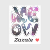 かわいいニャー猫のシルエットと猫のパウのプリント シール (シート)