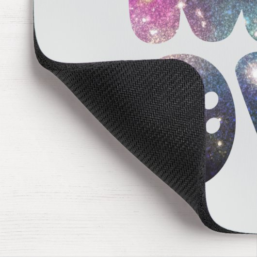 かわいいニャー猫のシルエットと猫のパウのプリント マウスパッド (コーナー)