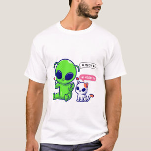 かわいいニャー猫エイリアン Tシャツ