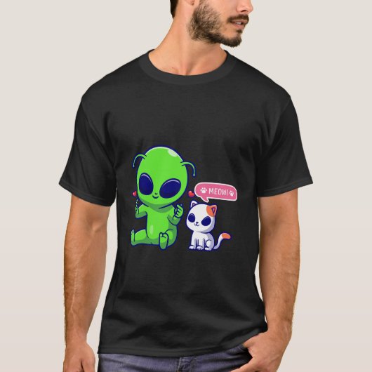 かわいいニャー猫エイリアン Tシャツ (正面)