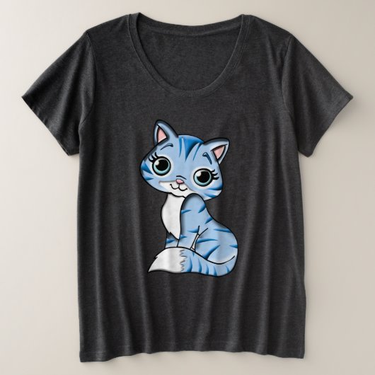 かわいいニャー プラスサイズTシャツ (デザイン正面)