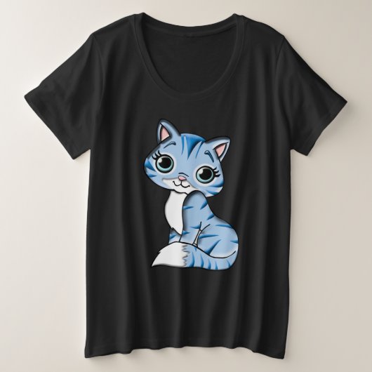 かわいいニャー プラスサイズTシャツ (デザイン正面)