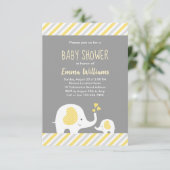 かわいいニュートラルイエローグレーエレファントベビーシャワー 招待状 (スタンド正面)