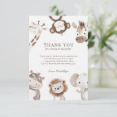 かわいいニュートラルサファリジャングルの誕生日 サンキューカード (スタンド正面)