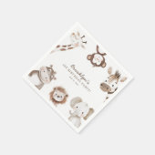 かわいいニュートラルサファリジャングル誕生日パーティーキッズ スタンダードカクテルナプキン (角)