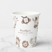 かわいいニュートラルサファリジャングル誕生日パーティーキッズ 紙コップ (正面)