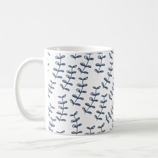 かわいいニュートラルハウスパターン、カントリー葉ズ コーヒーマグカップ (左)
