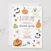 かわいいニュートラルハロウィーンの小さなブーブベイビーシャワー 招待状 (正面)