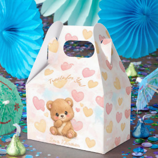 かわいいニュートラルブラウンベイビーベアの誕生日記念品ボックス フェイバーボックス