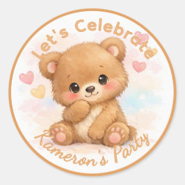 かわいいニュートラルベビーベアの誕生日 ラウンドシール