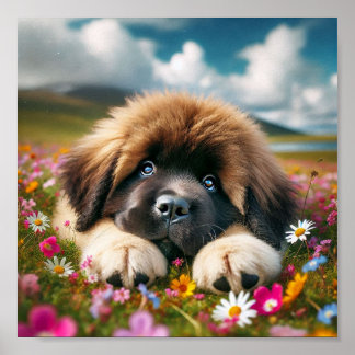 かわいいニューファンドランドの子犬 ポスター