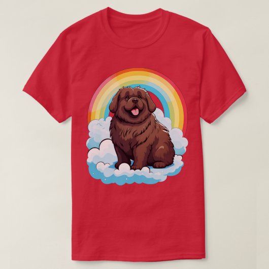 かわいいニューファンドランド犬レインボーニューフィーかわいいドッグハ Tシャツ (デザイン正面)