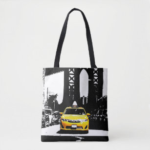 かわいいニューヨークシティNycの黄色いタクシーのブルックリン橋 トートバッグ