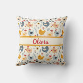 かわいいニワトリが農場にパーソナライズされた クッション (裏面)