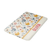 かわいいニワトリが農場にパーソナライズされた バスマット (アングル)