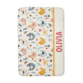 かわいいニワトリが農場にパーソナライズされた バスマット (正面縦)