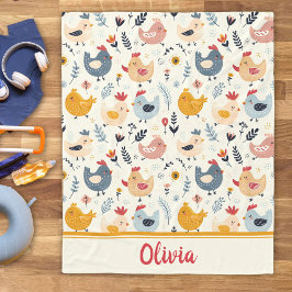 かわいいニワトリが農場にパーソナライズされた フリースブランケット