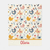 かわいいニワトリが農場にパーソナライズされた フリースブランケット (正面)