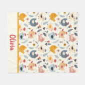 かわいいニワトリが農場にパーソナライズされた フリースブランケット (正面(横))