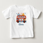 かわいいニワトリとロンドンバス ベビーTシャツ (正面)