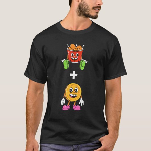 かわいいニワトリとワッフル Tシャツ (正面)
