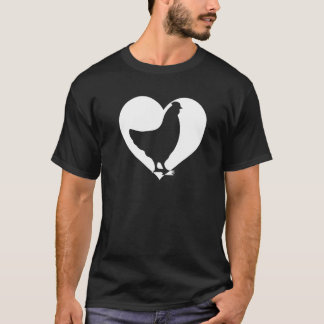 かわいいニワトリと白いハートのヴィンテージ Tシャツ