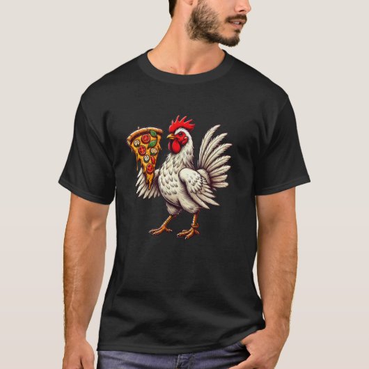 かわいいニワトリのピザパーティー Tシャツ (正面)