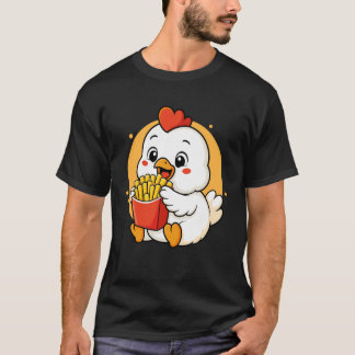 かわいいニワトリのフライドポテト Funny Kawaii 動物 フード Tシャツ