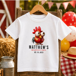 かわいいニワトリの似顔絵 3歳の誕生日パーティー トドラーTシャツ