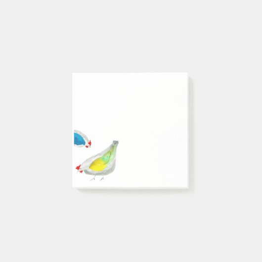 かわいいニワトリの水彩画 ポストイット (正面)