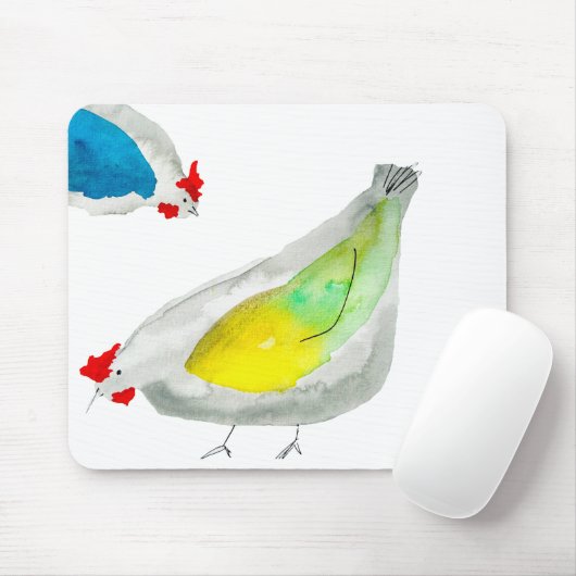 かわいいニワトリの水彩画 マウスパッド (マウス)