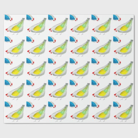 かわいいニワトリの水彩画 ラッピングペーパー (フラット)