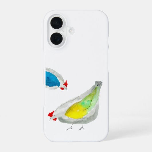 かわいいニワトリの水彩画 iPhone 16ケース (裏面)
