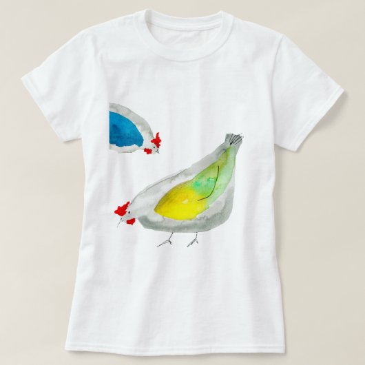 かわいいニワトリの水彩画 Tシャツ (デザイン正面)