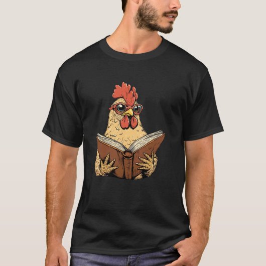 かわいいニワトリの読書の本 Tシャツ (正面)