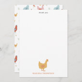 かわいいニワトリの雌鳥とヒヨコたち サンキューカード (正面/裏面)