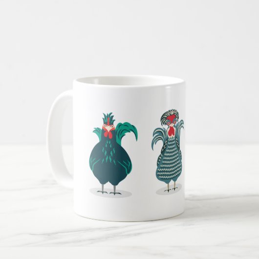 かわいいニワトリ3羽 コーヒーマグカップ (正面左)