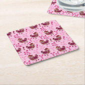 かわいいニワトリ スクエアペーパーコースター (アングル)