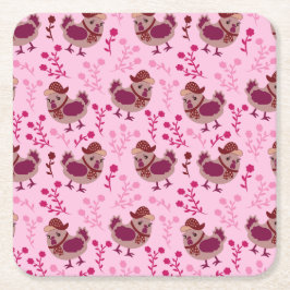 かわいいニワトリ スクエアペーパーコースター