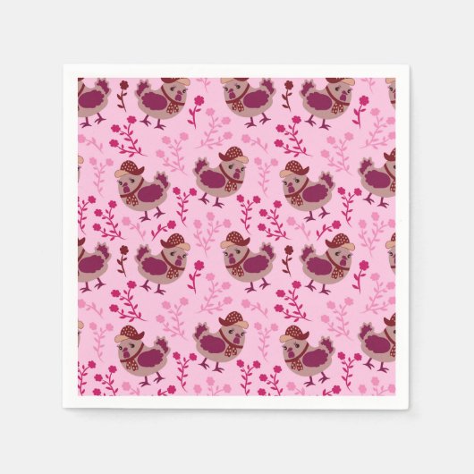 かわいいニワトリ スタンダードカクテルナプキン (正面)