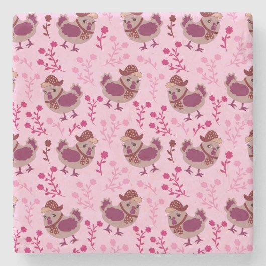 かわいいニワトリ ストーンコースター (正面)