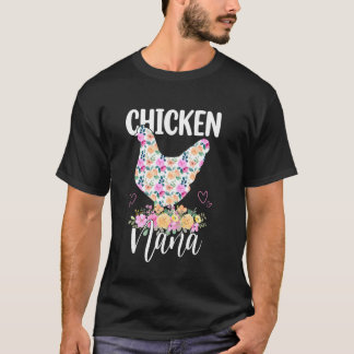 かわいいニワトリ ナナ 花柄 お母さん 母 ママ 母の日 Tシャツ