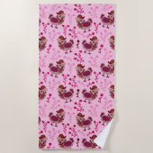 かわいいニワトリ ビーチタオル (正面)