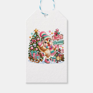 かわいいニワトリ メリークリスマス ギフトタグ
