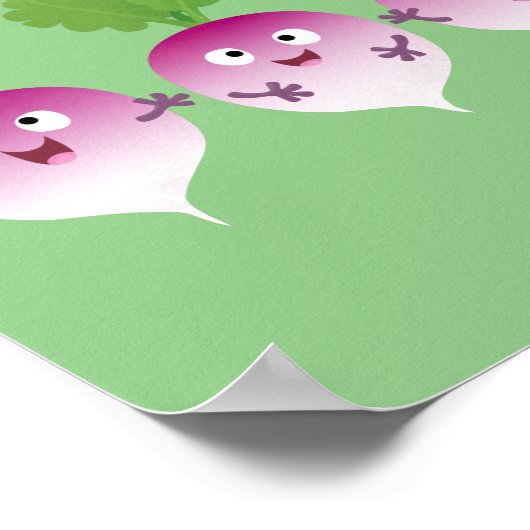 かわいいニンジンとタマネギと大根の3人組が歌うアニメ ポスター (角)