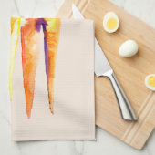 かわいいニンジンの水彩画 キッチンタオル (四つ折り)